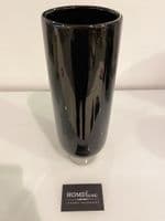 Carly Ceramic Pedestal Vase, Black Silver Base, Small